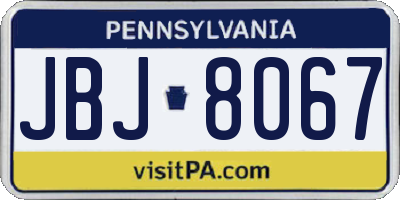 PA license plate JBJ8067