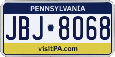 PA license plate JBJ8068