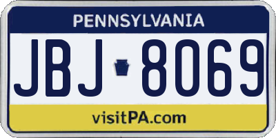 PA license plate JBJ8069