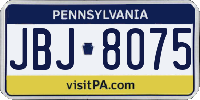 PA license plate JBJ8075