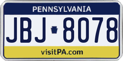 PA license plate JBJ8078