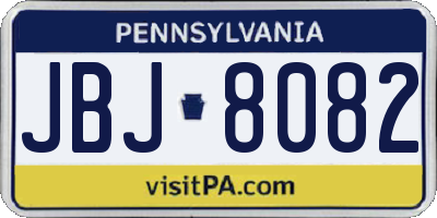 PA license plate JBJ8082