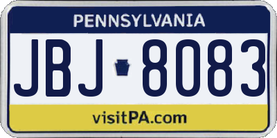 PA license plate JBJ8083