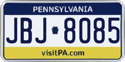 PA license plate JBJ8085