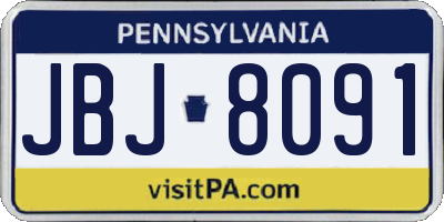 PA license plate JBJ8091