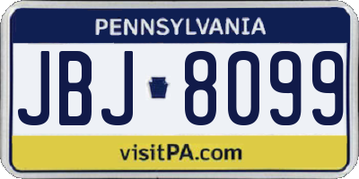 PA license plate JBJ8099