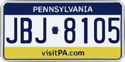 PA license plate JBJ8105