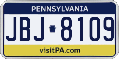 PA license plate JBJ8109