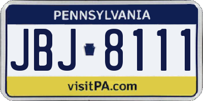 PA license plate JBJ8111