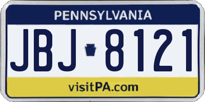 PA license plate JBJ8121