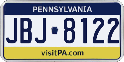 PA license plate JBJ8122