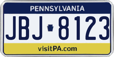 PA license plate JBJ8123