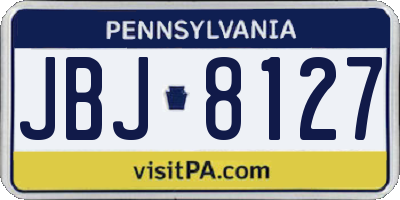 PA license plate JBJ8127