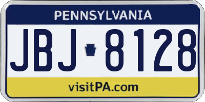 PA license plate JBJ8128