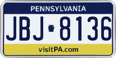PA license plate JBJ8136