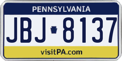 PA license plate JBJ8137