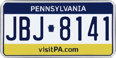 PA license plate JBJ8141