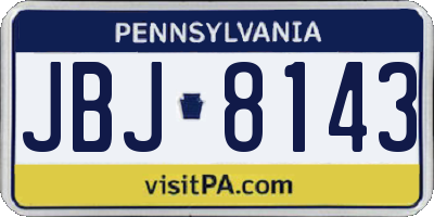 PA license plate JBJ8143