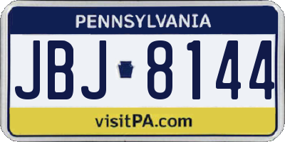 PA license plate JBJ8144