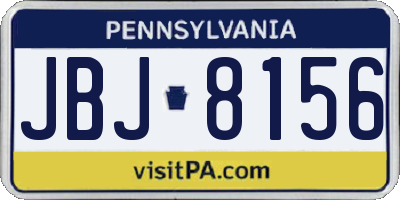 PA license plate JBJ8156
