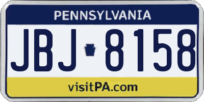 PA license plate JBJ8158
