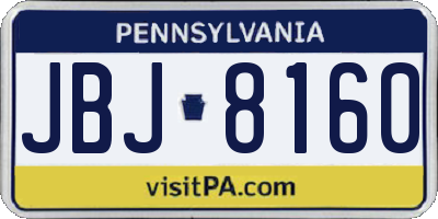 PA license plate JBJ8160