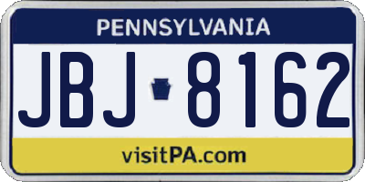 PA license plate JBJ8162