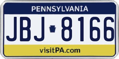 PA license plate JBJ8166