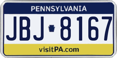 PA license plate JBJ8167