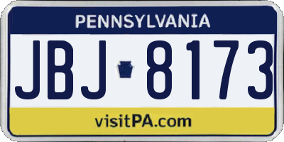 PA license plate JBJ8173