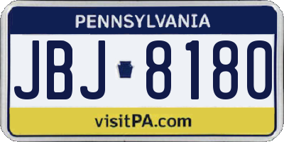 PA license plate JBJ8180
