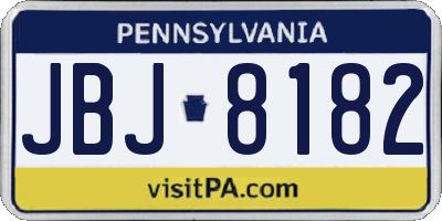 PA license plate JBJ8182