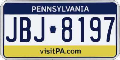 PA license plate JBJ8197