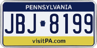 PA license plate JBJ8199