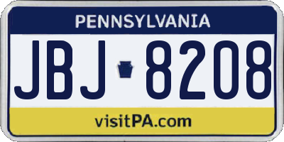 PA license plate JBJ8208