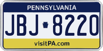 PA license plate JBJ8220