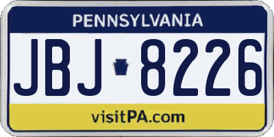 PA license plate JBJ8226