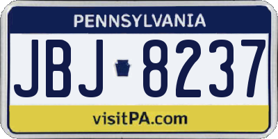 PA license plate JBJ8237