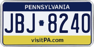 PA license plate JBJ8240