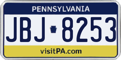PA license plate JBJ8253