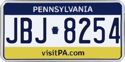 PA license plate JBJ8254