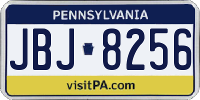 PA license plate JBJ8256