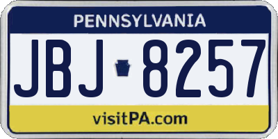 PA license plate JBJ8257