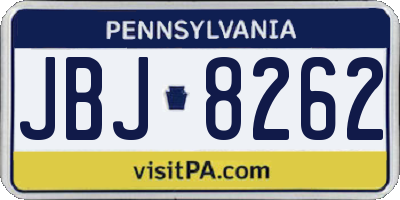 PA license plate JBJ8262
