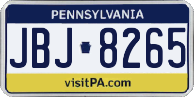 PA license plate JBJ8265