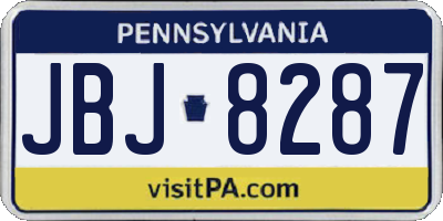 PA license plate JBJ8287