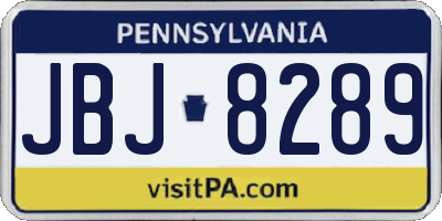 PA license plate JBJ8289