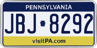 PA license plate JBJ8292