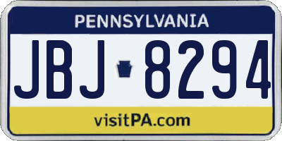 PA license plate JBJ8294