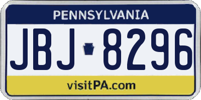 PA license plate JBJ8296